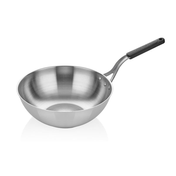 Teräksinen Wok-pannu 32 cm - Silikonikahva