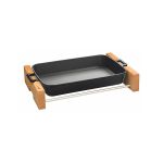 Cast Iron Rectangle Roaster . Dual Handle, With Wooden Platter 26X40cm