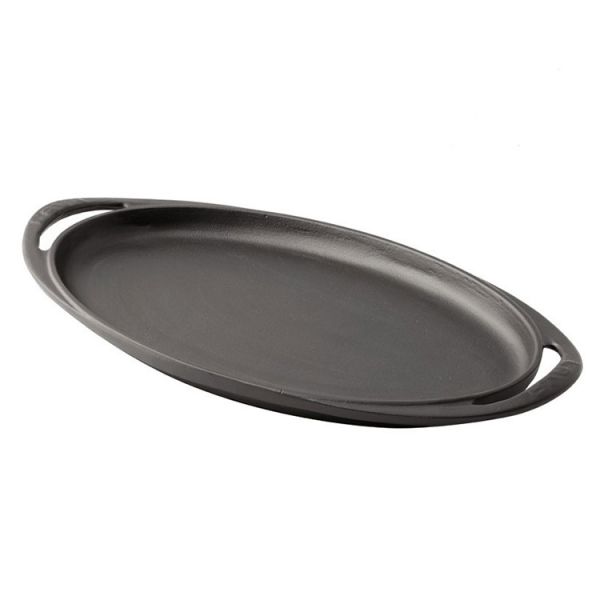 Cast Iron Oval Griddle Pan. 1-Handle, 23X40cm