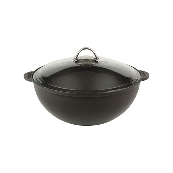 Cast Iron Round Deep Casserole. Glass Lid, 1-Handle, Dia. Ø 30cm