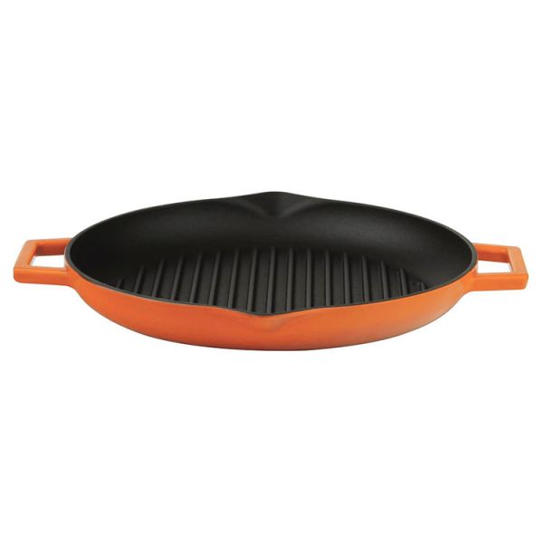 Cast Iron Round Grill Pan. Dual Handle, Dia. Ø 26cm