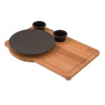 Cast Iron Round Sets With Wooden Serving Platters. With Wooden Platter Dia. Ø 21cm