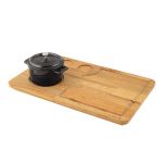 Cast Iron Round Sets With Wooden Serving Platters. Trendy, 1-Handle, With Wooden Platter Dia. Ø 10cm