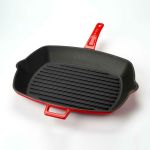 Cast Iron Ribbed Skillet Red 26x32 cm