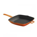 Cast Iron Ribbed Skillet Orange 26x32 cm