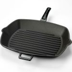 Cast Iron Ribbed Skillet Black 26x32 cm